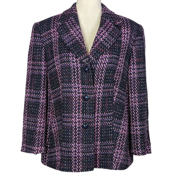 Gerry Weber Tweed Blazer Black and Pink Size 14 - Picture 1 of 15